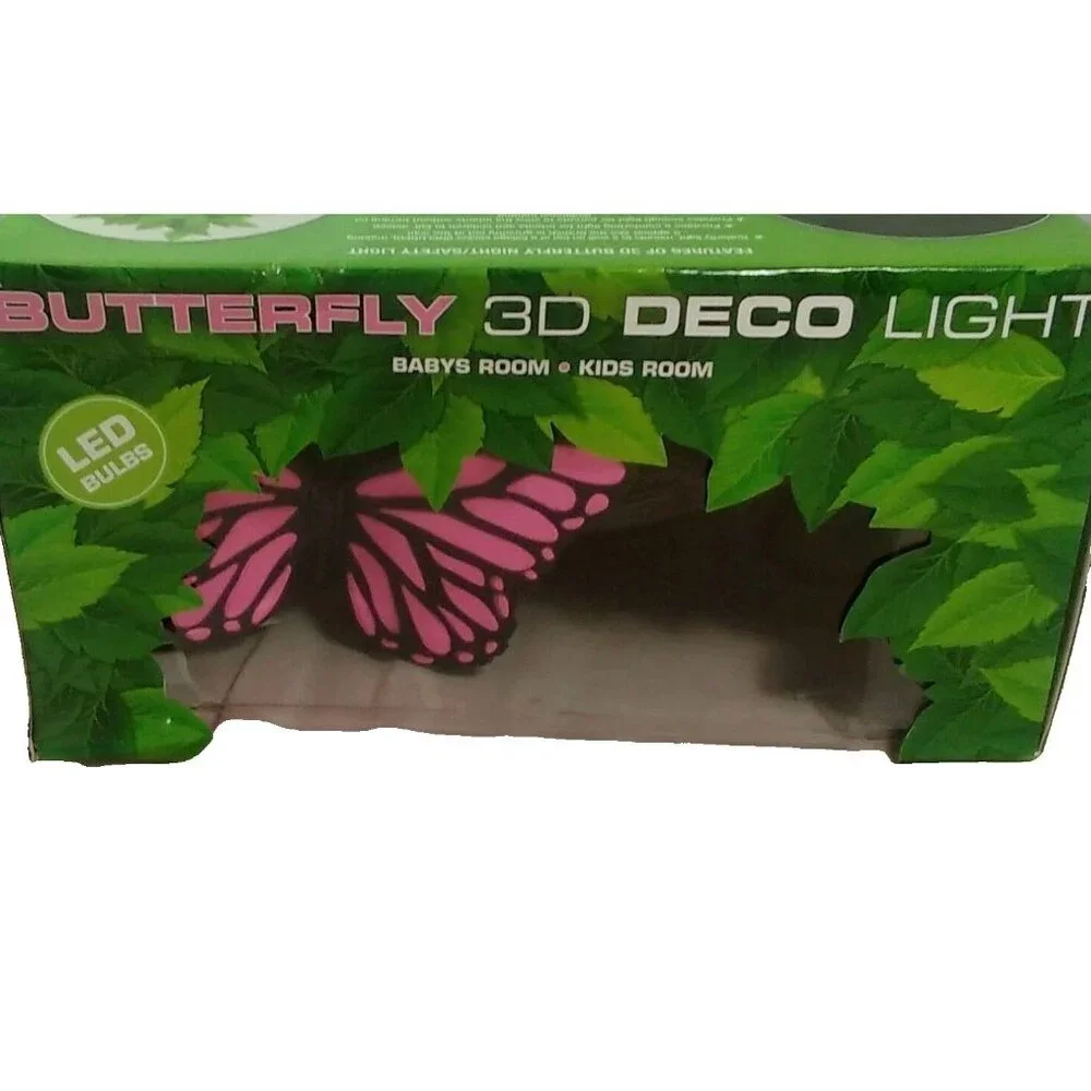 Pink Butterfly 3D Deco LED Light Wall Mounted Nursery or Kids Room